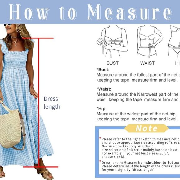 Women's Retro Plaid Smocked Dress Spaghetti Strap Flounce Long Dress - Picture 6 of 6